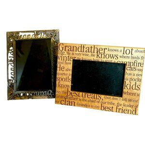 Lot of 2 Picture Frames Grandpa Wood Holds 4 X 6”, Grandkids Metal Holds 5 X 7"